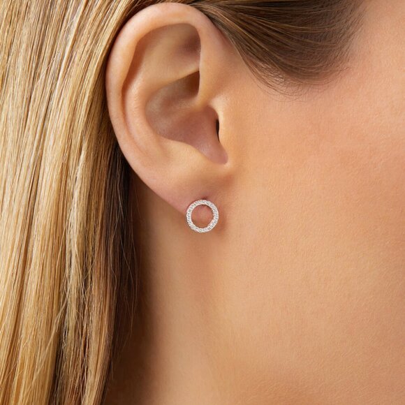 Michael Hill Circle Stud Earrings With Cubic Zirconia in Sterling Silver - Picture 4 of 4